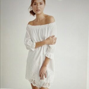 NWOT Abercrombie & Fitch Off-the-Shoulder Eyelet Lace Shift Sundress